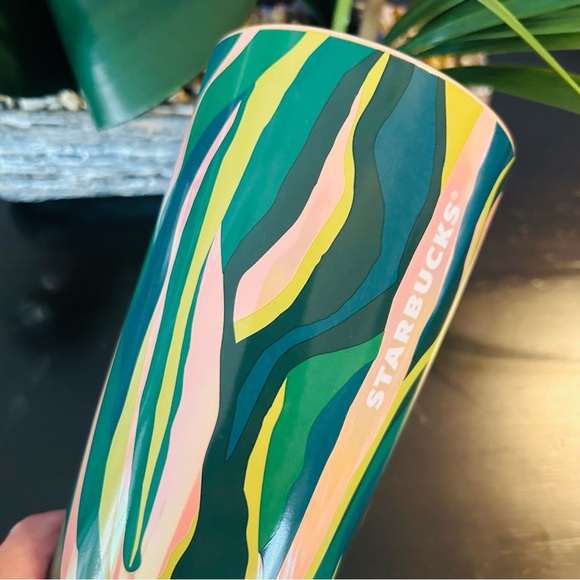 Starbucks Pink Luster Ceramic Tumbler Siren Waves Hot Reusable Travel Cup New - Picture 7 of 16